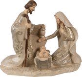 Kersttafereel van kindje Jezus in de kribbe. Maria en Jozef silhouetten, 3D-papierstijl