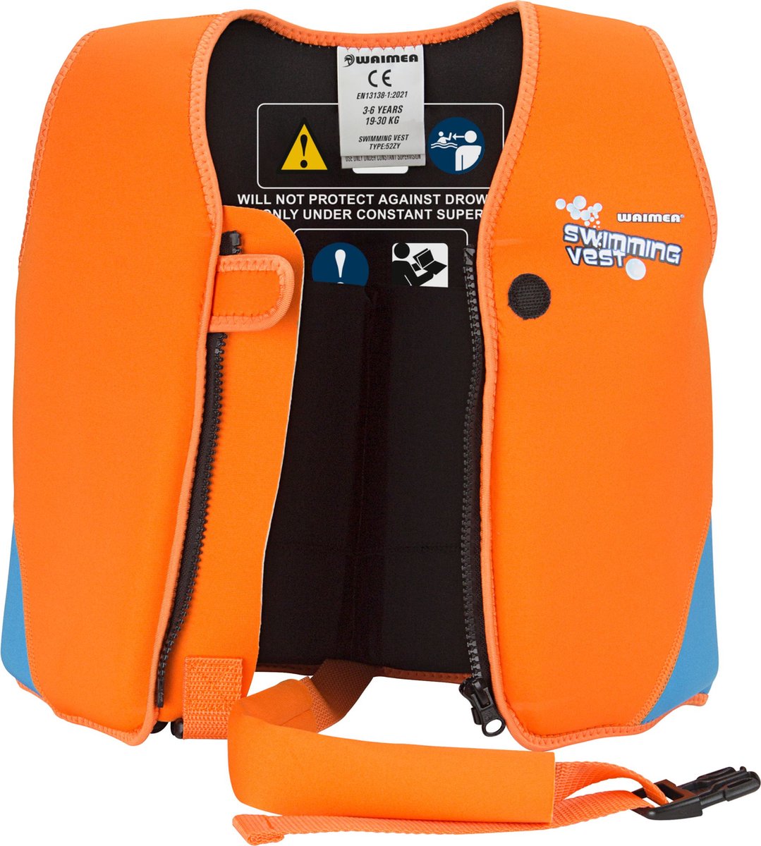 Waimea Zwemvest - 3 - 6 Jaar - 30 kg - Neopreen - Fluororanje — afbeelding 5
