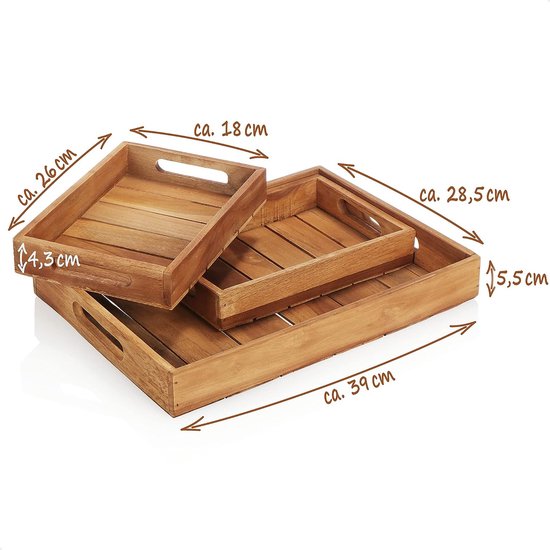 Houten Dienblad Voor Het Serveren Van Eten - Natuurlijk Teakhout - 1 Houten Dienblad Voor Het Serveren Van Eten - Natuurlijk Teakhout - 1