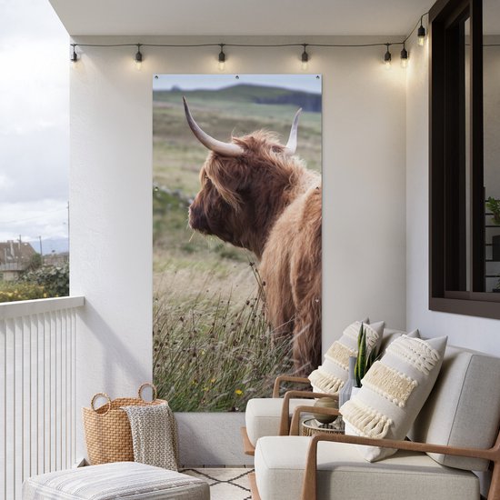 Affiche de clôture Scottish Highlander - Nature - Mer - 100x200 cm - Toile de jardin