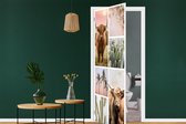 Deursticker Schotse hooglander - Vetplant - Pastel - 90x215 cm - Deurposter