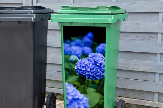 Autocollant pour contenant Gros plan sur des fleurs d'hortensia bleues - 38 x 80 cm - Autocollant Kliko
