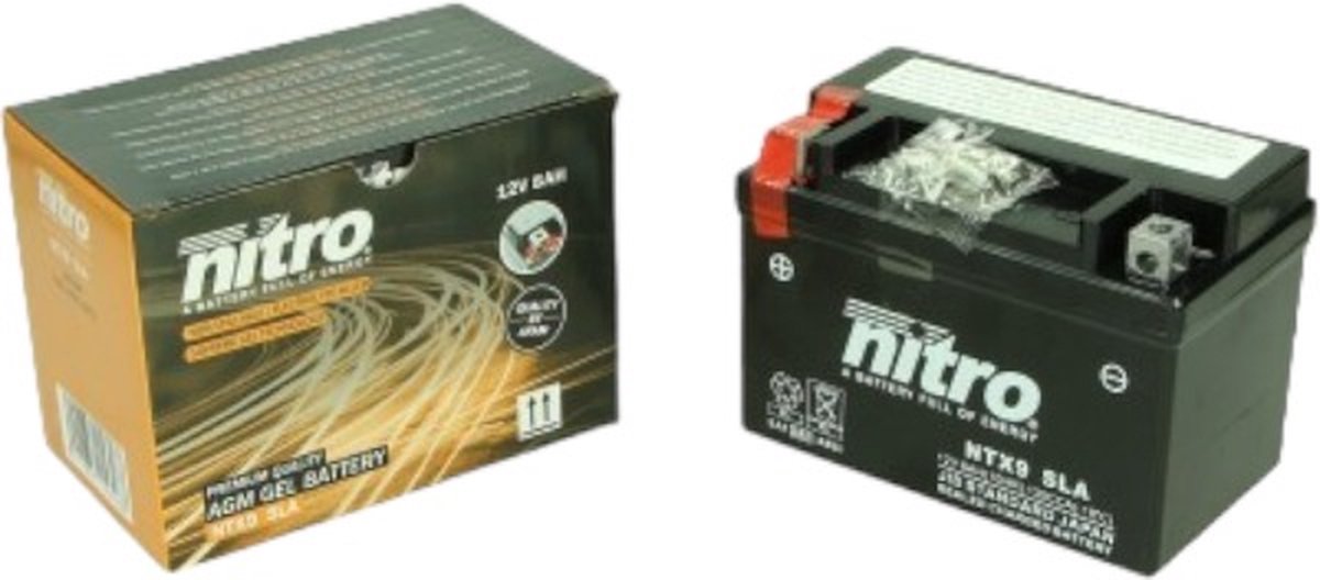 Accu Nitro Axcell YTX9-BS / NTX9-BS 12volt 8Ah 150 x 87 x 105mm Onderhoudsvrij (GEL) op Prijzenvolger.com