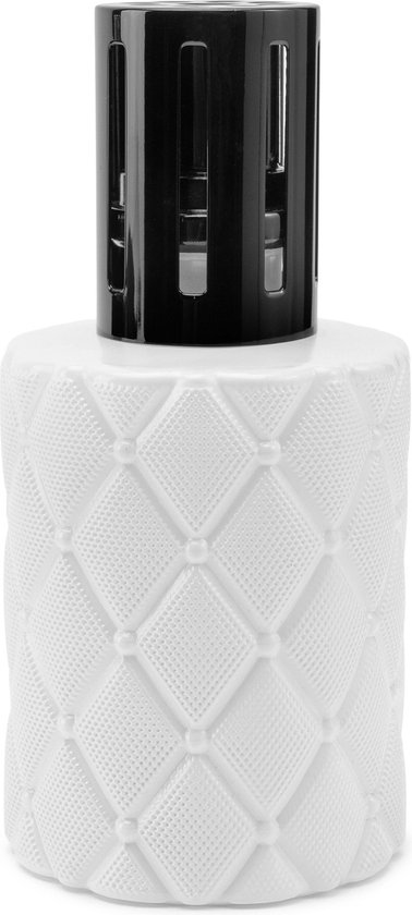 KAZIS® Brûle-parfum cylindrique Luxe en blanc mat avec couronne noire