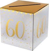 Santex Enveloppendoos - Verjaardag - 60 jaar - wit/goud - karton - 20 x 20 cm