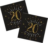 Serviettes de fête d'anniversaire âge - 20x - 20 ans - or - 33 x 33 cm