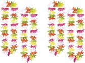 Guirlande de fleurs/couronne Hawaï - 12x - colorée - 50 cm - plastique - fête à thème Hawaï