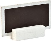 Étiquettes nominatives/marque-places Santex avec support - Mariage - blanc - 6x pièces - 6 x 3 cm - bois