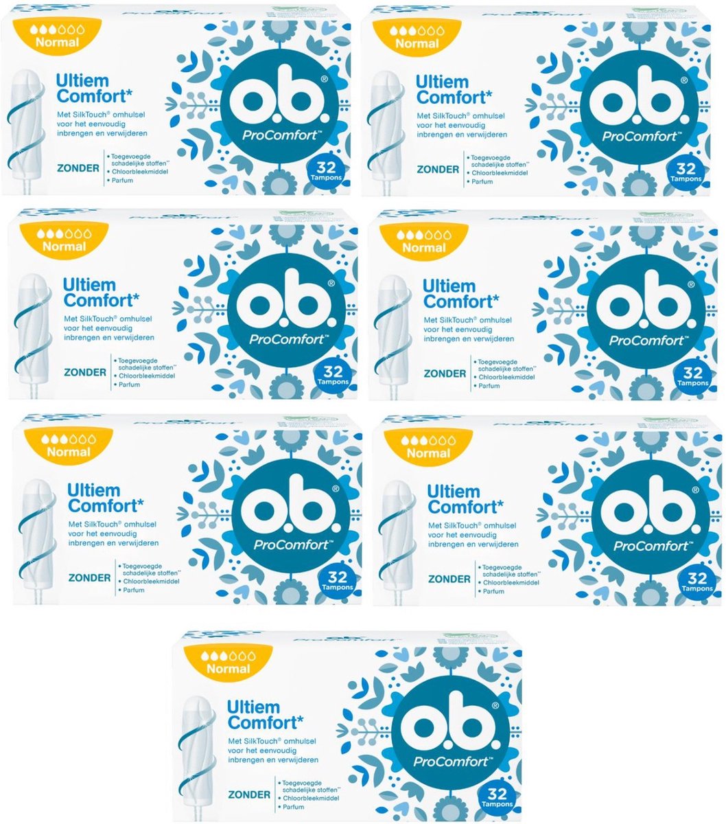 Goedkoopste O.B. ProComfort Tampons Normal - 7x32st - Voordeelverpakking