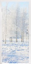 Deursticker Sneeuw - Bomen - Winter - 80x215 cm - Deurposter