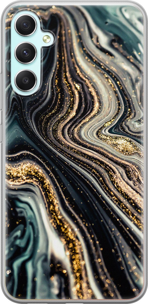 Leuke Telefoonhoesjes - Hoesje geschikt voor Samsung Galaxy A34 - Marmer swirl - Soft case - TPU - Marmer - Roze