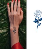 Temporary Tattoo Roos Bloem (6x6 cm) [Neptattoo - Tijdelijke tatoeage - Nep Fake Tattoos - Water overdraagbare festival sticker henna outfit tattoo - Glitter tattoo - Volwassenen Kinderen Jongen Meisje]