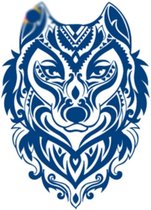 Temporary Tattoo Wolf (8x11 cm) [Semi-Permanente Neptattoo - Tijdelijke tatoeage - Nep Fake Tattoos - Water overdraagbare festival sticker henna outfit tattoo - Glitter tattoo - Volwassenen Kinderen Jongen Meisje]