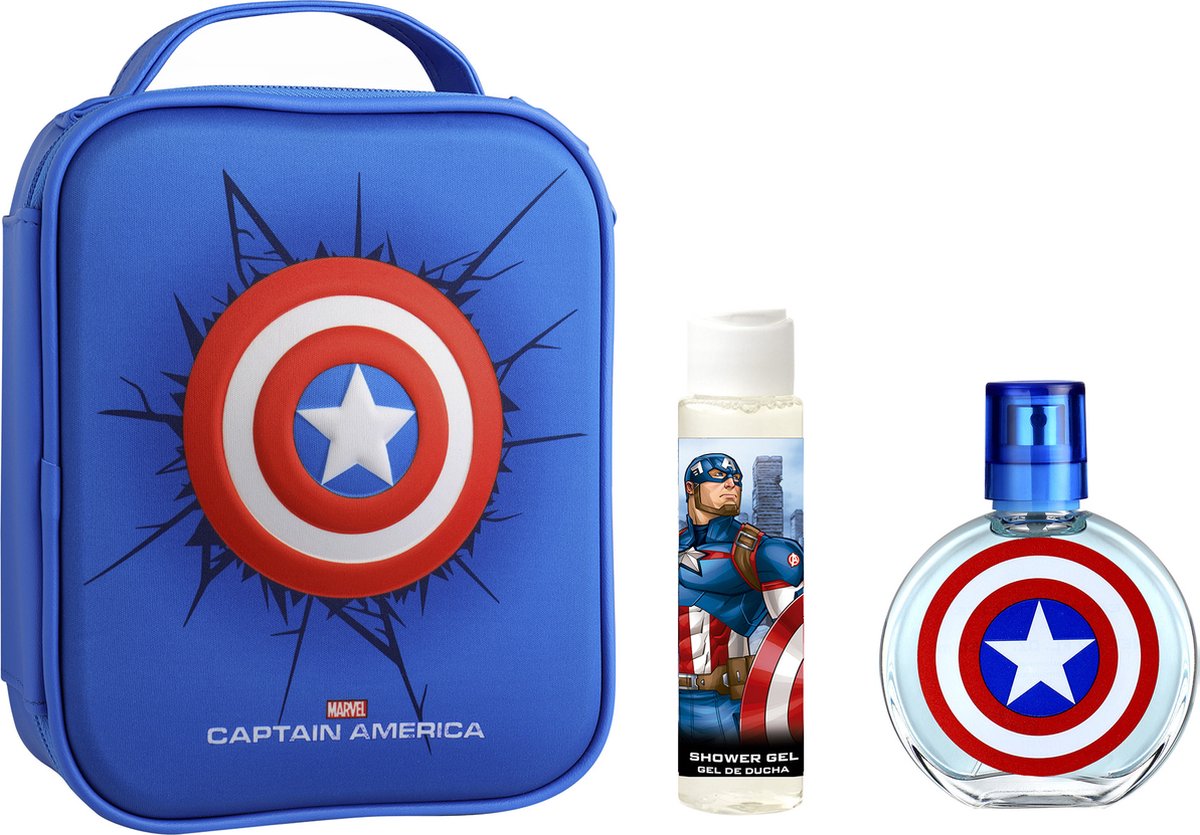 Captain America Geschenkset - Eau De Toilette 100 ml & Douchegel 60 ml - Met Toilettas