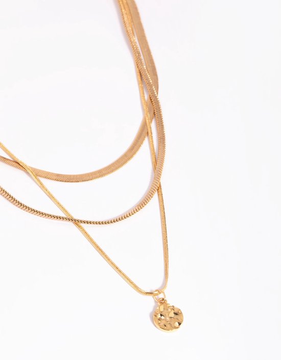 Kakonia, Gouden kettingen voor dames, gelaagde delicate kettingen, 14 k vergulde hanger, eenvoudige choker-halskettingen set, gelaagde trendy sieraden voor dames, Roestvrij staal