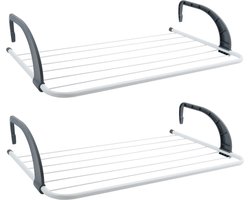MSV Inklapbaar klein wasgoedrekje/droogrek - 2x - 5 meter waslijn - Ophangbaar - 36 x 60 cm