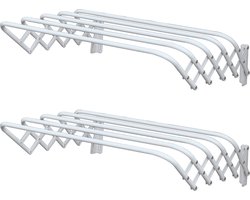 MSV Uitschuifbaar wasgoedrekje/droogrek - 2x - 3m waslijn - wit - 60 cm - metaal