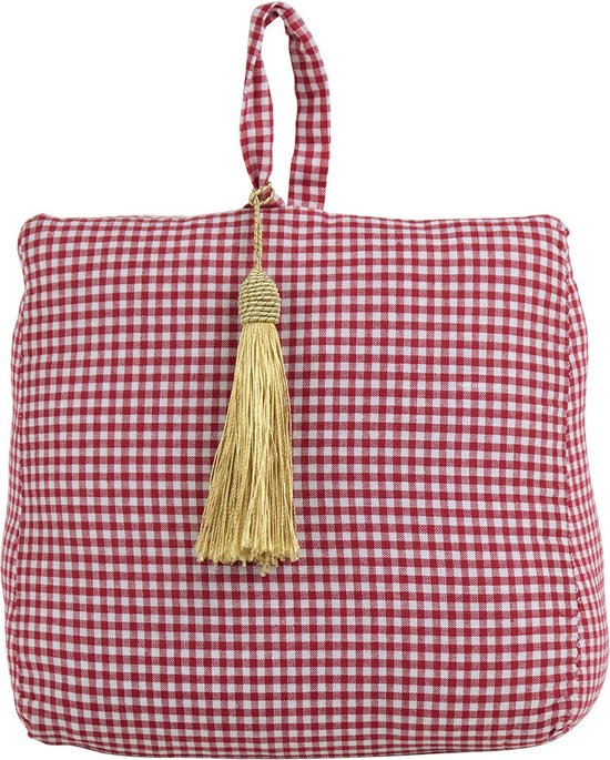 Mars & More deurstopper - katoen/polyester - rood geruit - 20 x 18 cm