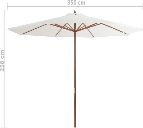 Tuin parasol WIT met Houten Paal 350CM - - Stokparasol tuin - Buiten... | bol.com