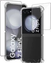 Hoesje geschikt voor Samsung Galaxy Z Flip 5 + Screenprotector - Beschermglas Folie – Shock Proof Cover Transparant