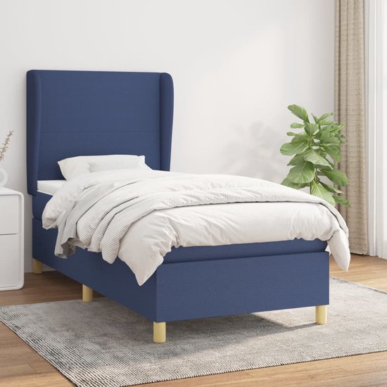 vidaXL-Boxspring-avec-matelas-tissu-bleu-100x200-cm