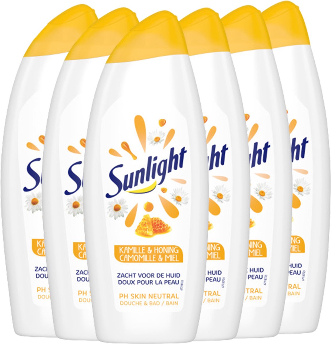 Sunlight - Zeep - Douchegel & Badschuim - Kamille & Honing - Hydraterend - Zacht voor de huid - 6 x 750 ml - Voordeelverpakking