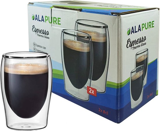 Set De 4 Tasses Expresso En Verre JOTOL - Double Paroi, Motifs Animaux Mignons + Cuillères Et Dessous | Cadeau