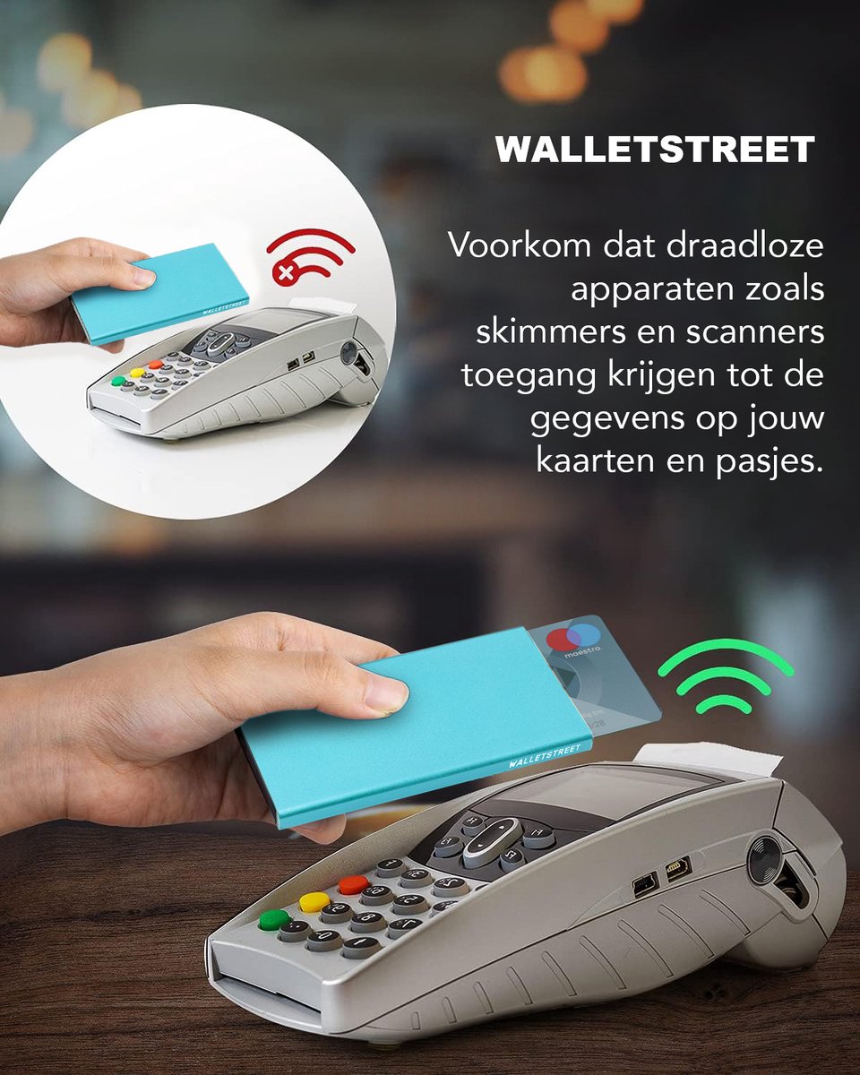 Walletstreet Uitschuifbare Pasjeshouder - Walletstreet Aluminium Creditcardhouder Card Protector Anti-Skim/ RFID Card Protector 8 Pasjes – Blauw — cadeau in Mode & Accessoires - foto 4