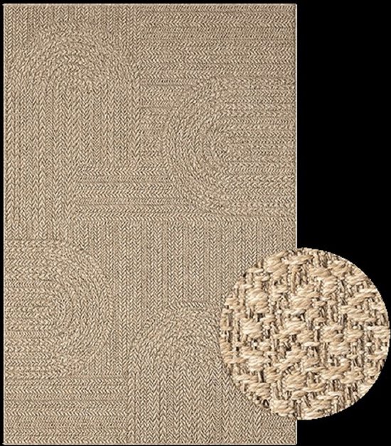 CARPETIA Robuust outdoortapijt, ruitpatroon, beige/zwart, robuust, voor