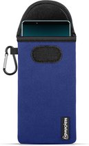 Hoesje voor Sony Xperia 5 V - MobyDefend Neopreen Pouch Met Karabijnhaak - Insteekhoesje - Riemlus Hoesje - Blauw - GSM Hoesje - Telefoonhoesje Geschikt Voor Sony Xperia 5 V