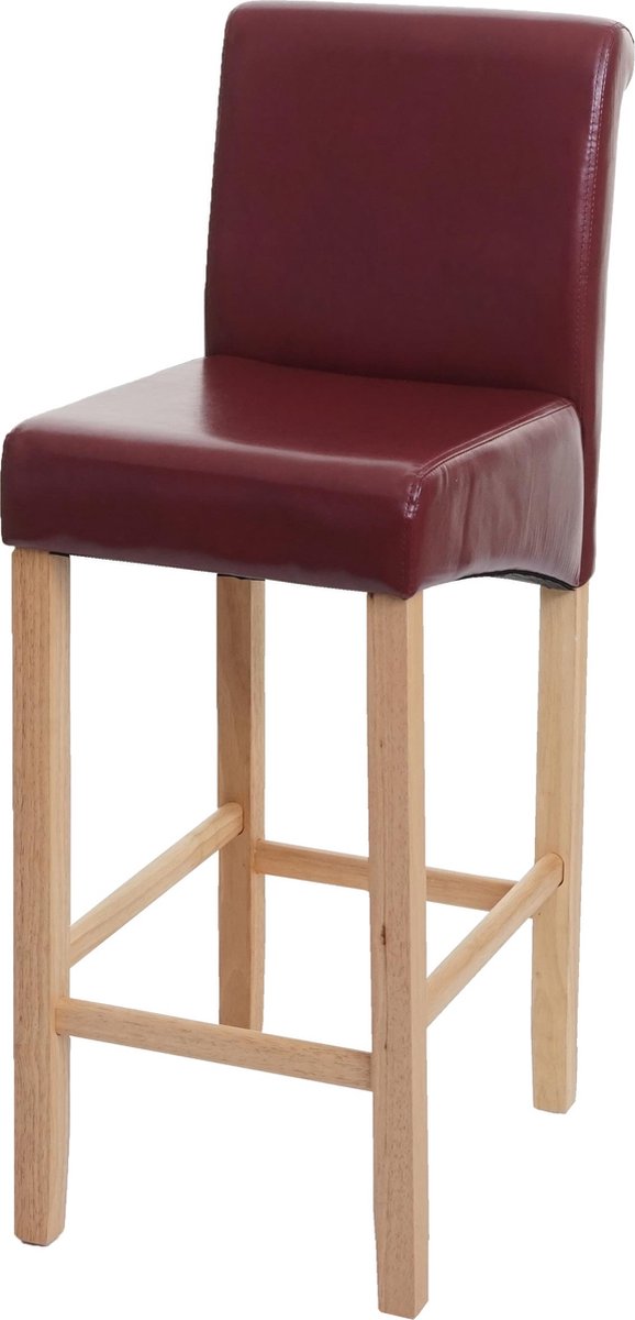 Barkruk MCW-C33, barkruk counterkruk, hout MVG-gecertificeerd ~ roodbruin, lichtgekleurde poten, kunstleer