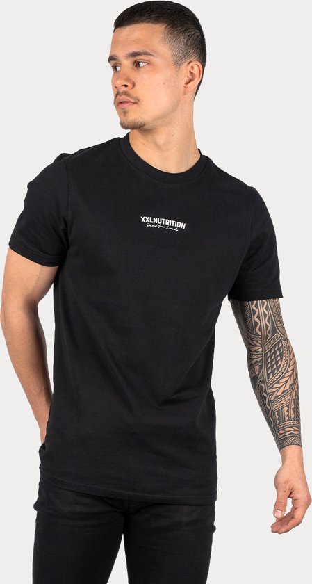 XXL Nutrition - Premium Tee - T-shirt, Sportshirt Heren, Shirt Fitness - Zwart - Katoen - Regular Fit - Maat S