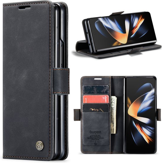 Casemania Hoesje Geschikt voor Samsung Galaxy Z Fold 5 Charcoal Gray Portemonnee... bol