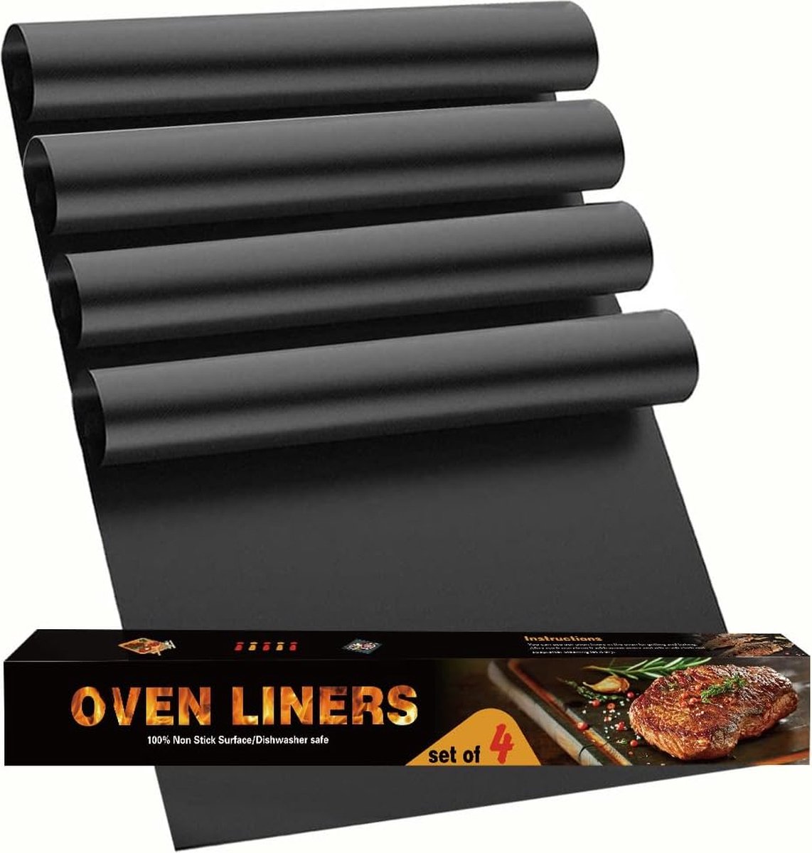 Barbecue grill Tapis - Lot de 2 Extra long (40 x 50 cm, Noir) et de cuisson  antiadhésif Tapis de cuisson en téflon durable