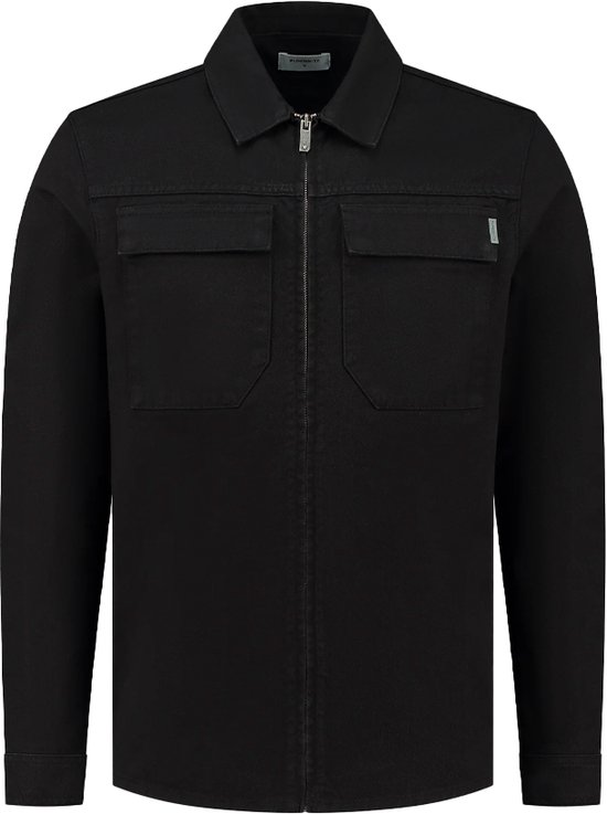 Purewhite - Heren Regular Fit Overhemd - Zwart - Maat S
