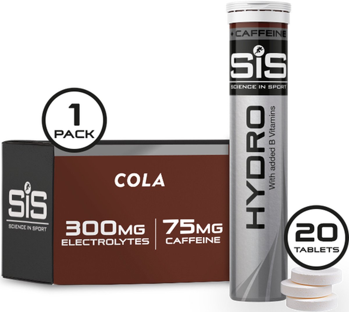 Goedkoopste Science in Sport - SIS Go Hydro Bruistabletten - 300mg Elektrolyten - Met 75mg Cafeïne - Cola Smaak - 20 Tabletten