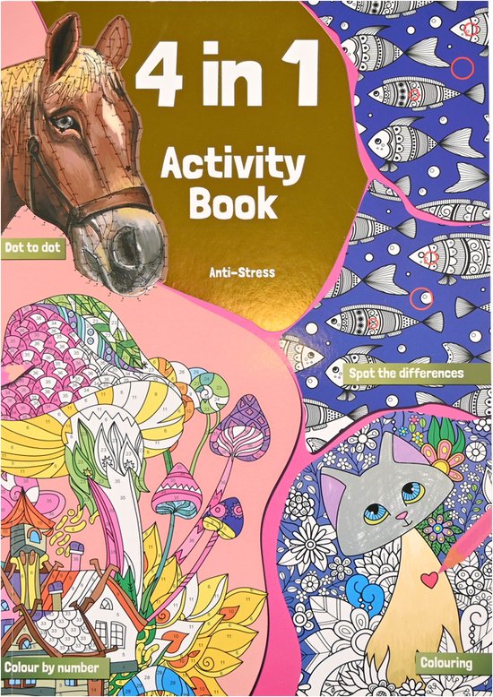 4-in-1 Kleur- en Activiteitenboek