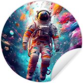 Behangcirkel ruimte - Astronaut - Sterren - Muurstickers slaapkamer - Wandsticker - Ronde wanddecoratie - Behangsticker - 50x50 cm - Plak stickers - Cirkel behang - Sticker muur - Muurdecoratie cirkel