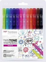 Tombow Twintone marker set bright 12 stuks