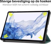 Hoes Geschikt voor Samsung Galaxy Tab S9 Hoes Book Case Hoesje Trifold Cover Met Uitsparing Geschikt voor S Pen Met Screenprotector - Hoesje Geschikt voor Samsung Tab S9 Hoesje Bookcase - Donkergroen