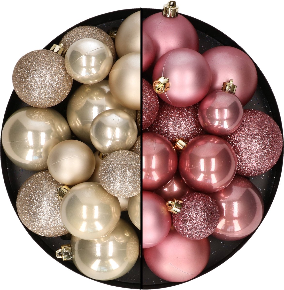 Kerstballen, mini, kunststof, 4 cm x 16 stuks, onbreekbaar, champagne