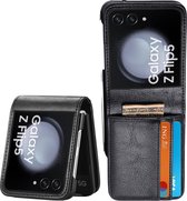 Book Case Hoesje geschikt voor Samsung Galaxy Z Flip 5 - Flip Hoes Cover - Portemonnee Rustic Zwart