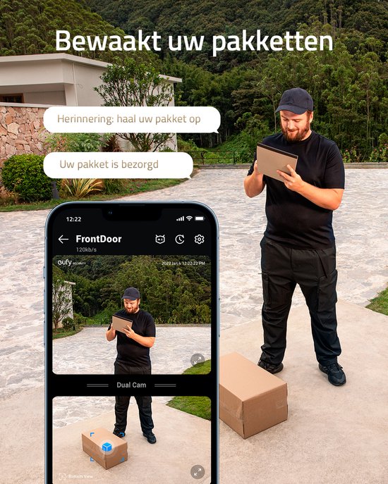 Eufy Dual 2 Pro 2K Draadloze Video Deurbelset Inclusief Homebase 2 - Accu - Zwart - Eufy