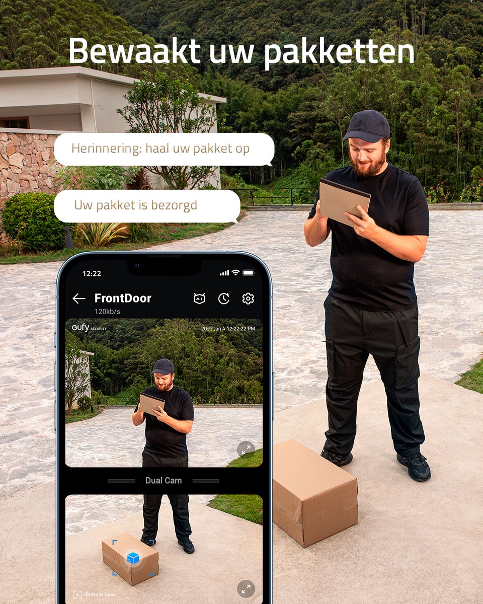 Afbeelding 3 van eufy Video Deurbell Dual 2 Pro met HomeBase 2 - 2K-resolutie - Doorbell - dubbele camera's - pakketdetectie - gezichtsherkenning - draadloze installatie - compatibel met Amazon Alexa en Google Assistant