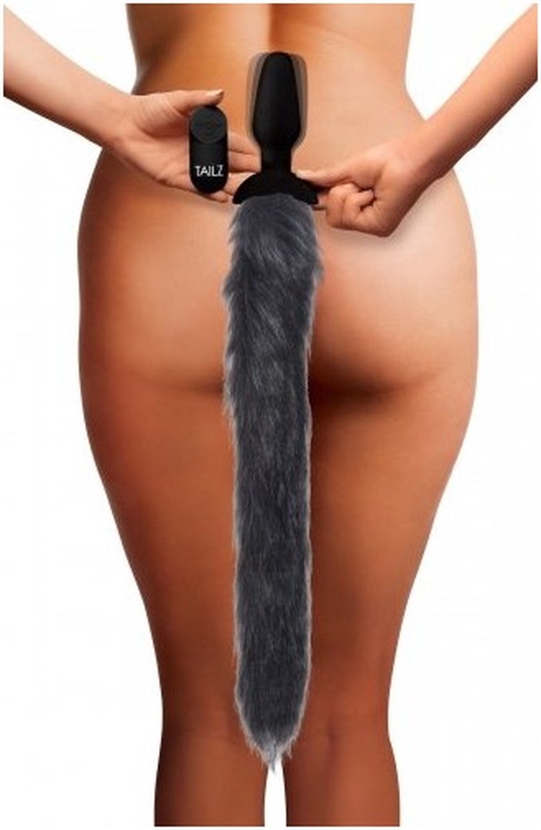 Goedkoopste Vibrerende Anaal Plug Met Vossenstaart - Vibrerende ButtPlug - Grijs