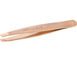 Tweezerman Mini Slant Tweezer Rose Gold – Wenkbrauw Pincet - Compact Precisie Pincet Met Schuine Punt – Voor Epileren En Haartjes Verwijderen – Roestvrij Staal – Geschikt Voor Fijne En Stugge Haren – Rose Gold - Epileer Pincet Voor Wenkbrauwen