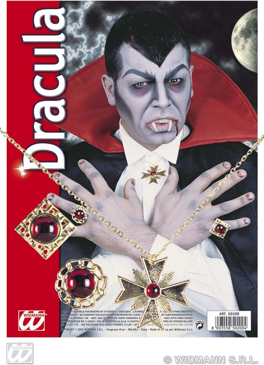 Dracula ketting met ringen Robijn