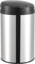 Prullenbak Francis - Met Sensor - 50,5xØ30,5 cm - 30 liter - Zilverkleurig - Afneembaar en Waterdicht Deksel