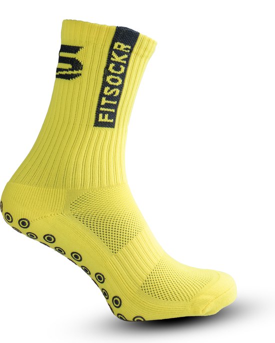 FitSockr Gripsokken Voetbalsokken Sportsokken Anti Slip Sokken Gripsokken Voetbal - Maat 38/43 - Geel - Polyester