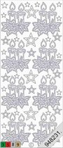 Stickervel Kerst (Kaarsen en sterren) zilver of goud